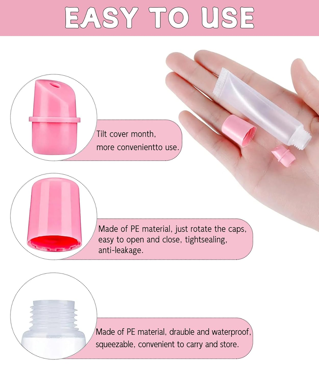 8PCS Empty Lip Gloss Tubes - 10ml Clear Lip Balm Tubes with 5ml Syringes - Refillable Squeeze Tubes for Lip Gloss - Mini Cosmetic Soft Tubes for DIY Lip Gloss and Travel Toiletries