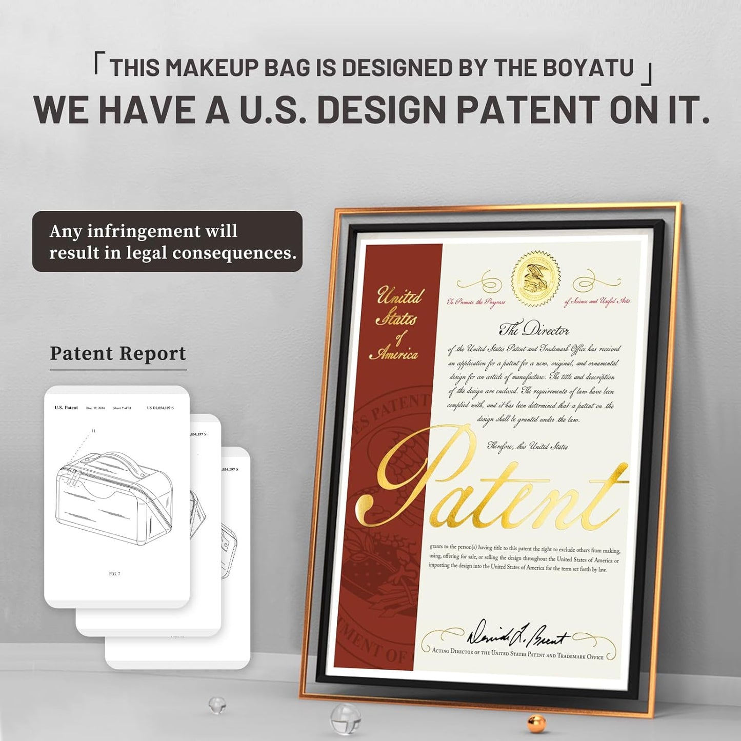 BOYATU Travel Makeup Bags for Women: Large Cosmetic Bag - Vegan Leather Make up Bags Set of 3 - Protable Toiletry Bag Compact Organizer with Compartments (L09 Beige)