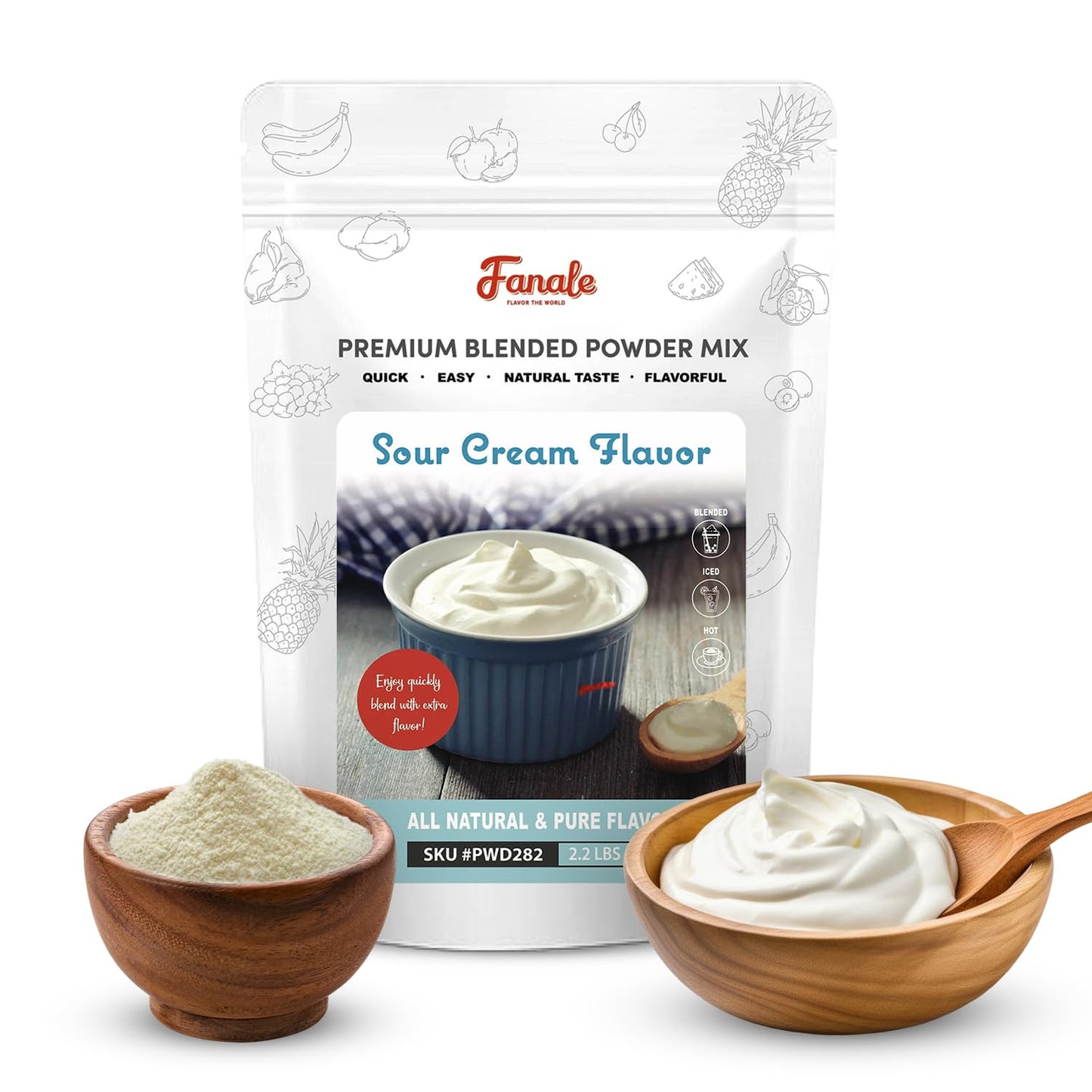 Fanale Premium Sour Cream Mix Bubble Tea Flavoring Powder | Perfect for Baking, Smoothies, Desserts and Drinks | Instant Flavoring Powder for Boba Milk Tea - 2.2 Pounds (Pack of 20)