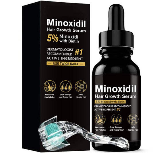 5% Minoxidil for Men, Beard Growth Kit, Hair Regrowth Serum for Hair Loss Treatment, Fuller & Thicker & Healthier Hair for Men & Women, with Massage Helper with Protective Cover