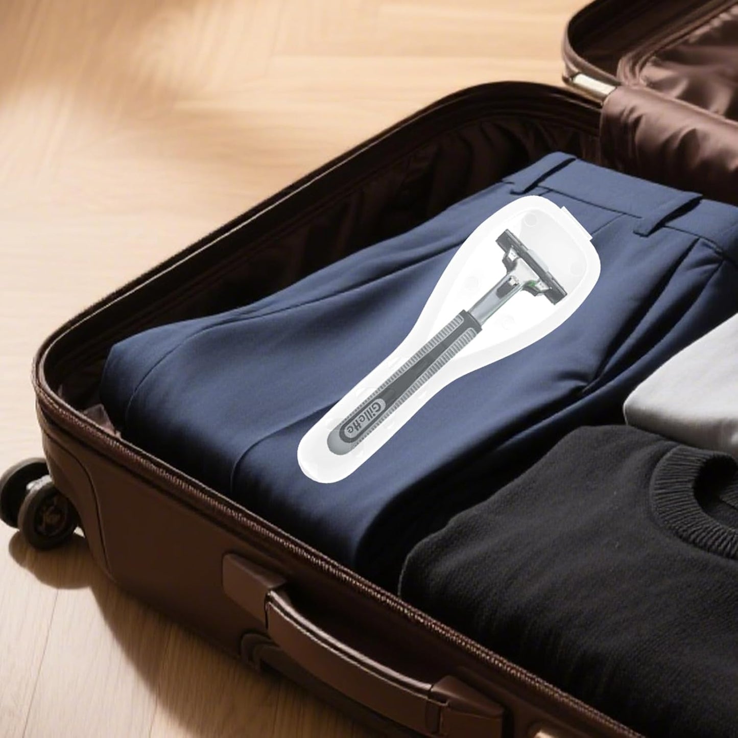 2PCS Plastic Portable Traveling Men Manual Razor Protector, Universal Portable Shaver Storage Box/Travel Razor Cover Case, Manual Razor Traveling Case Transparent