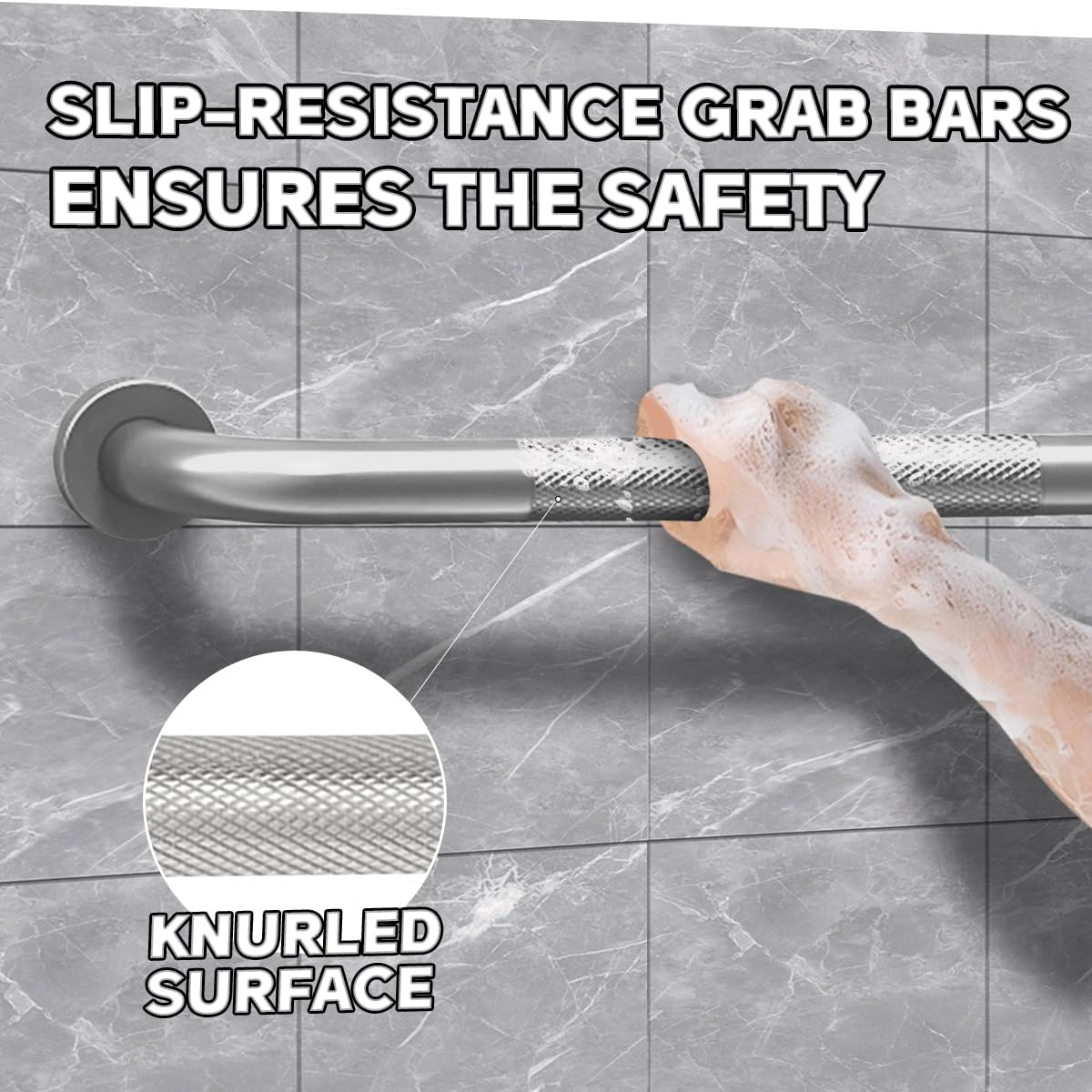Grab Bars for Bathtubs and Showers 2 Pack 12'' Safety Grab Bar, Heavy Duty Shower Handle Bath Handrails for Seniors and Elderly, Bathroom Safety Grip