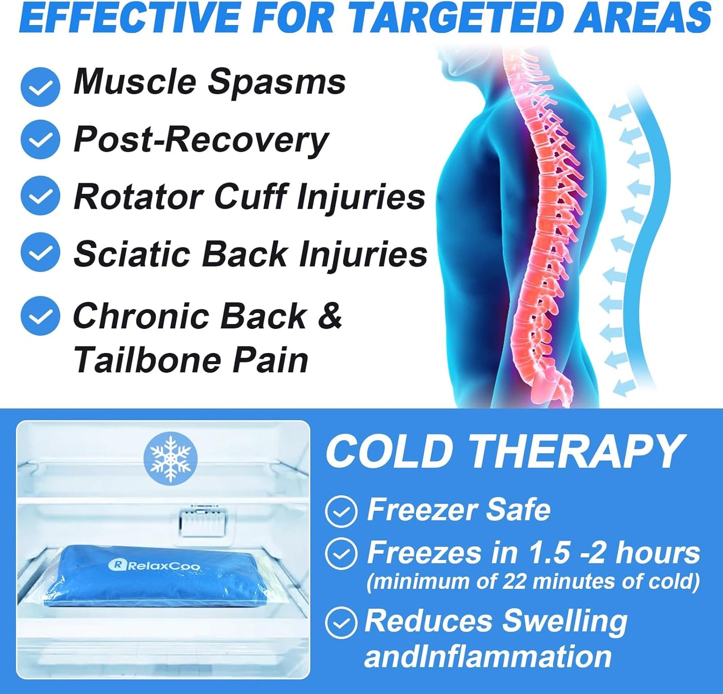 Large Flexible Ice Pack for Injuries Reusable Gel, 11x14.5 Inches, Cold Compress for Hip, Shoulder, Knee, Back Pain, Swelling, Bruises, Surgery