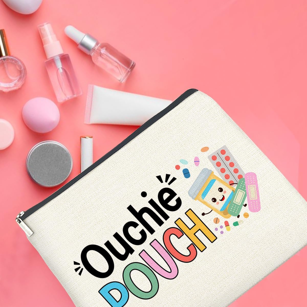 Cute Ouchie Pouch Meds Makeup Bag Gifts for Women Medicine Storage Cosmetic Bag Zipper Pouch