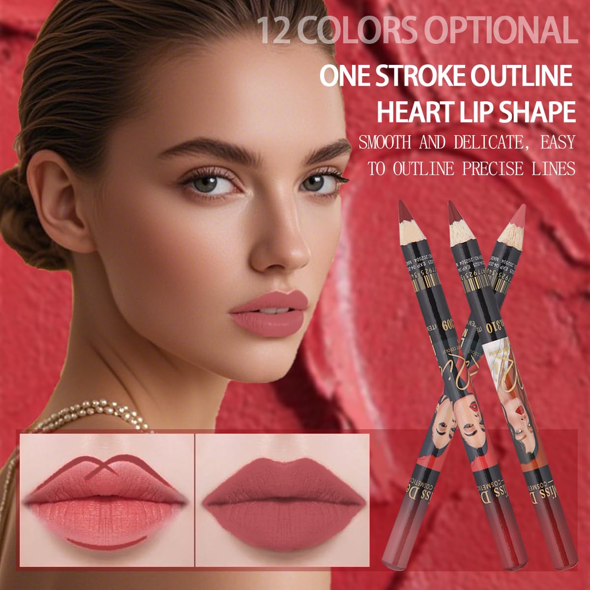 12PCS Lip Liner Pencils Set Pack for Shaping & Sculpting Lips, Modifieddark Lip Color Lipsticks,Long-Lasting Waterproof Lipsticks. (03, Color)