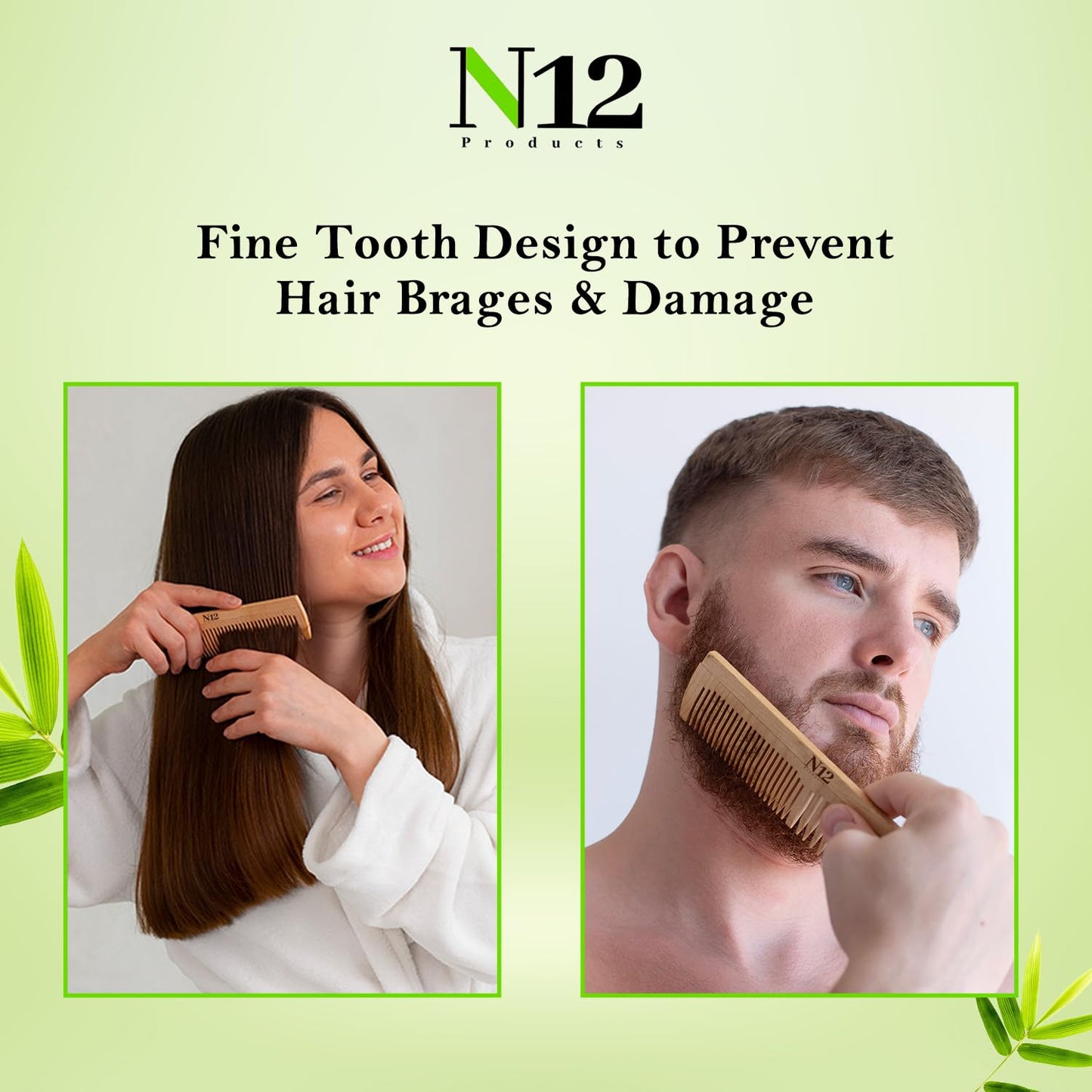 5 Bamboo Wood Pocket Beard Comb Set of 5, 100% Natural wooden combs for Beard, Hair, Mustache, Men & Women, Travel-Friendly, Eco-Friendly Grooming Solution