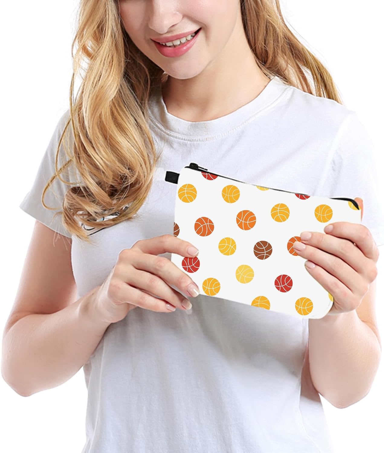 Makeup Bag Basketball Gifts Travel Cosmetic Bag Small Items Organizer for Purse (basketball-1)