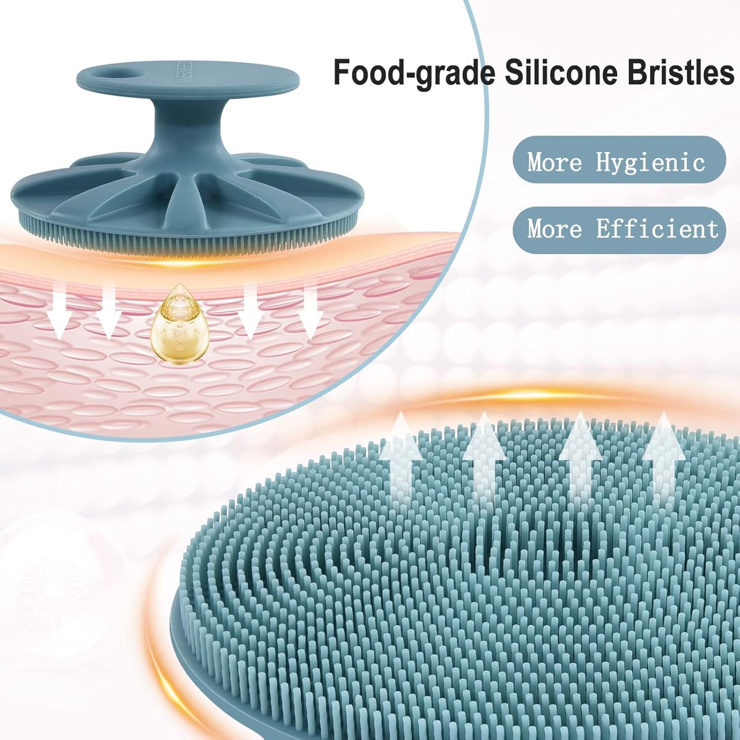 INNERNEED Silicone Face Scrubber, Exfoliating Brush Manual Handheld Facial Cleansing Brush Blackhead Remover, Food-Grade Soft Bristles (Dark Green+Pink)