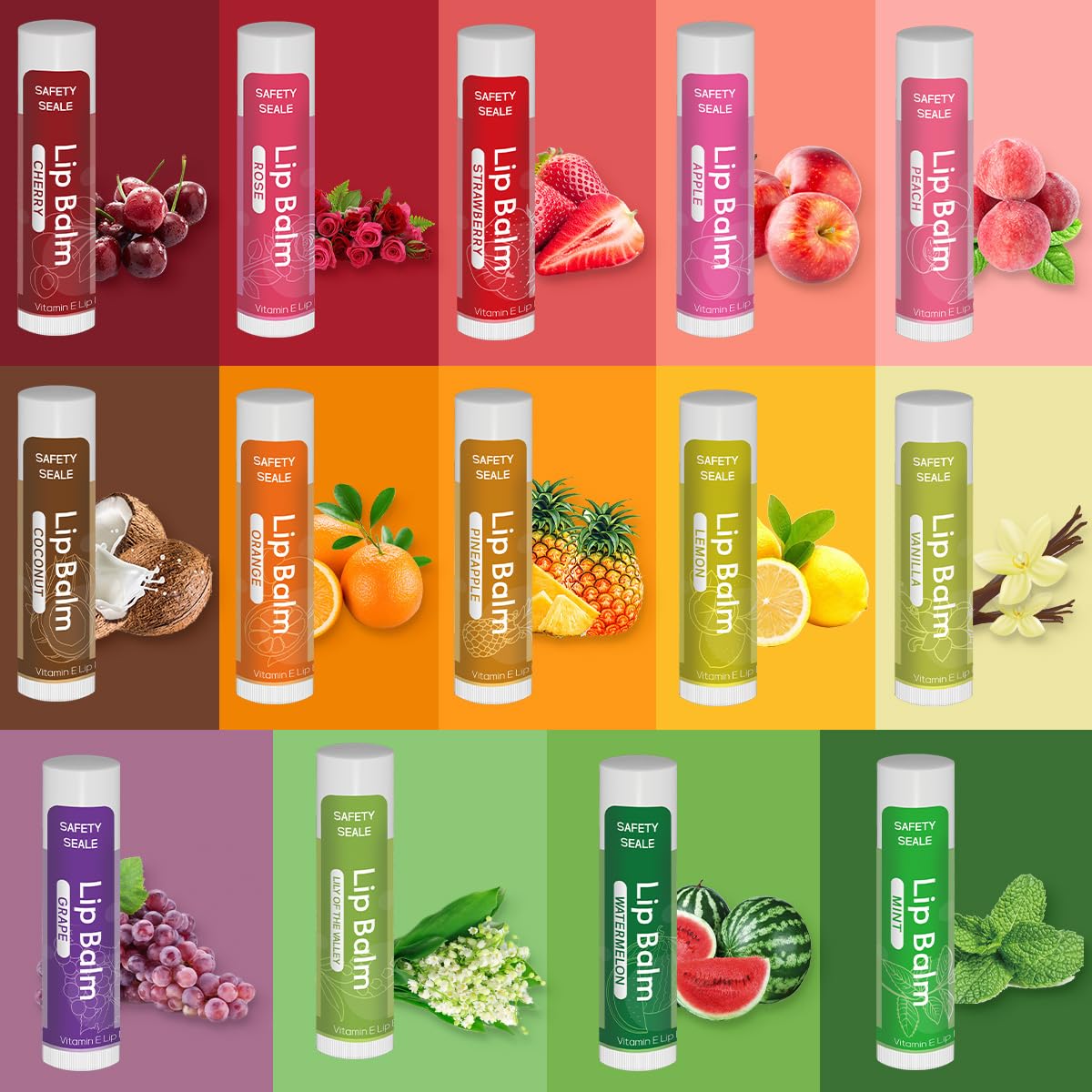 84 Pack Natural Lip Balm Bulk with Vitamin E and Coconut Oil Valentine's Day best choice - Moisturizing, Soothing, and Repairing Dry and Chapped Lips - 14 Flavors - Non-GMO