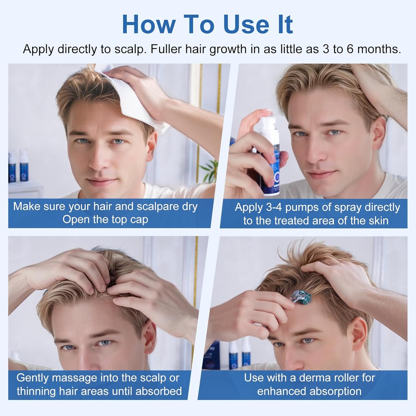 5% Minoxidil for Men and Women, Regrowth Serum, Extra Strength Spray for Hair Loss, Minoxidil 5 Percent, Thicker Healthier Hair, Beard Growth Kit, Topical Treatment, 60ml x 7 Bottles（Extra Strength）