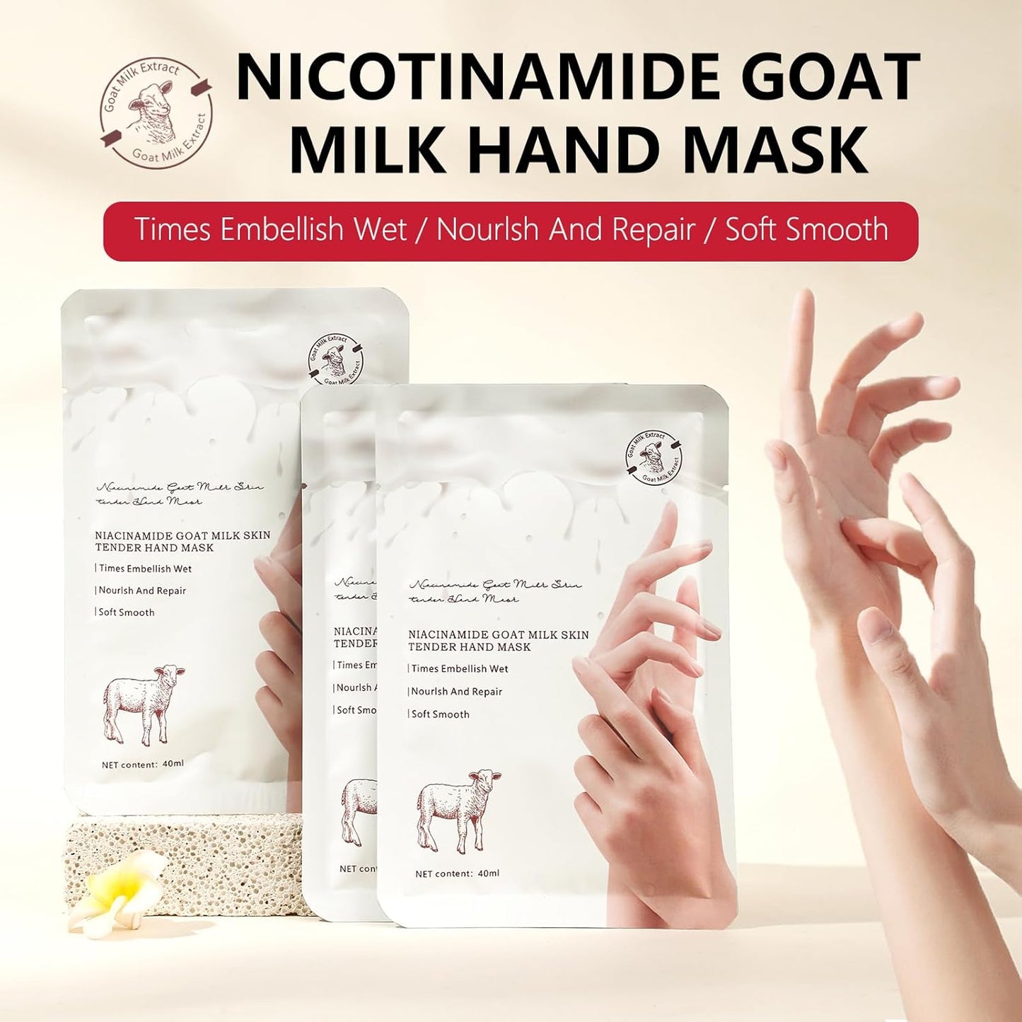 Hydrating Hand Foot Masks Set for Women Men,3 Pack Glove Mask for Dry Hand & 3 Pack Socks Mask for Dry Cracked Feet（Milk）
