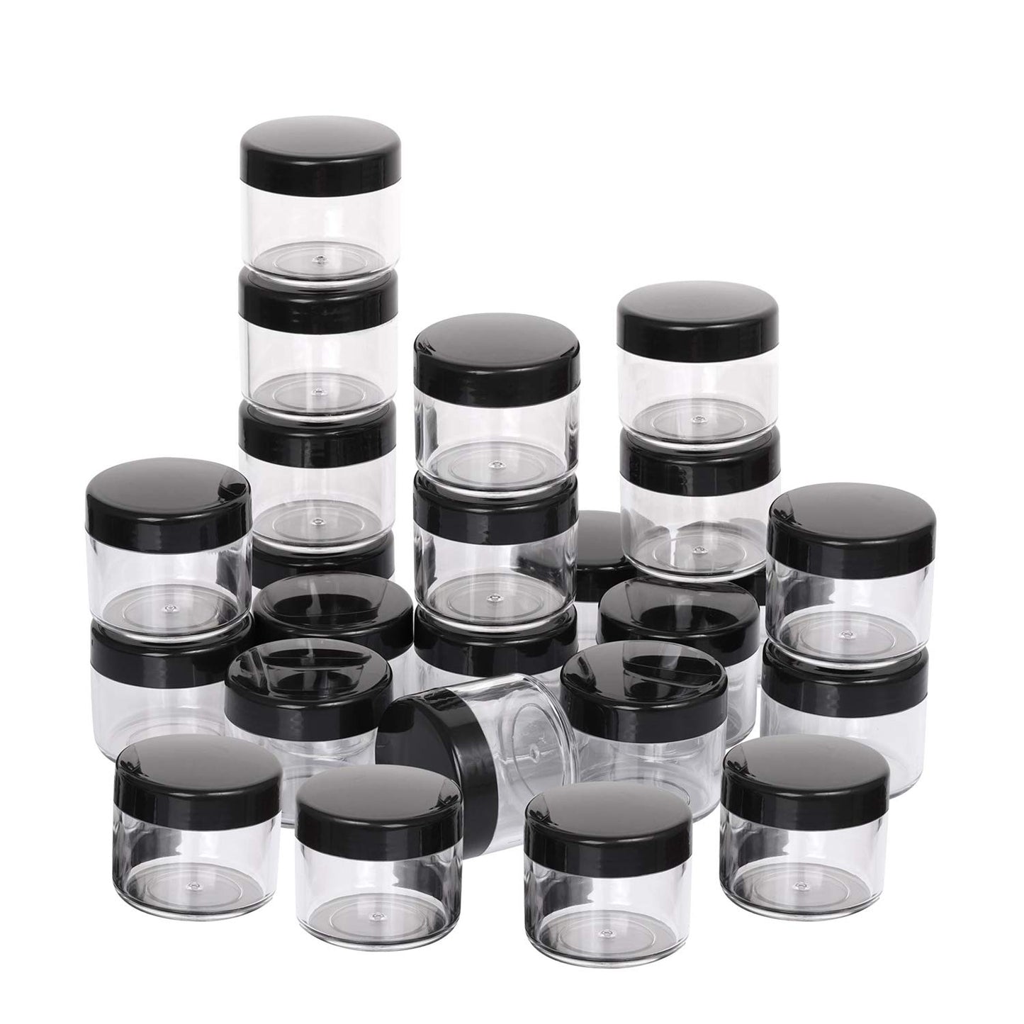 100 Count Refillable Cosmetic Containers with Lids 20 Grams Black Makeup Sample Jars for Beauty Products - Black