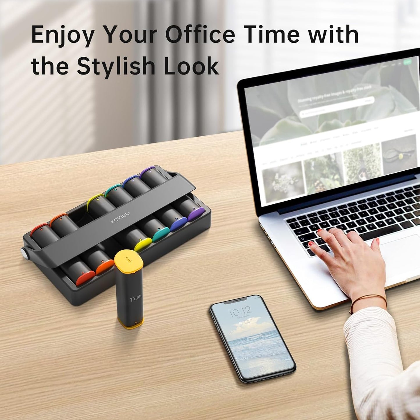 Weekly Pill Organizer 2 Times a Day, KOVIUU Large Travel Pill Box 7 Day, Am Pm Twice Daily Pill Case with Rotatable Handle, Week Pill Holder Container for Vitamin Medicine Supplement Fish Oil, Black