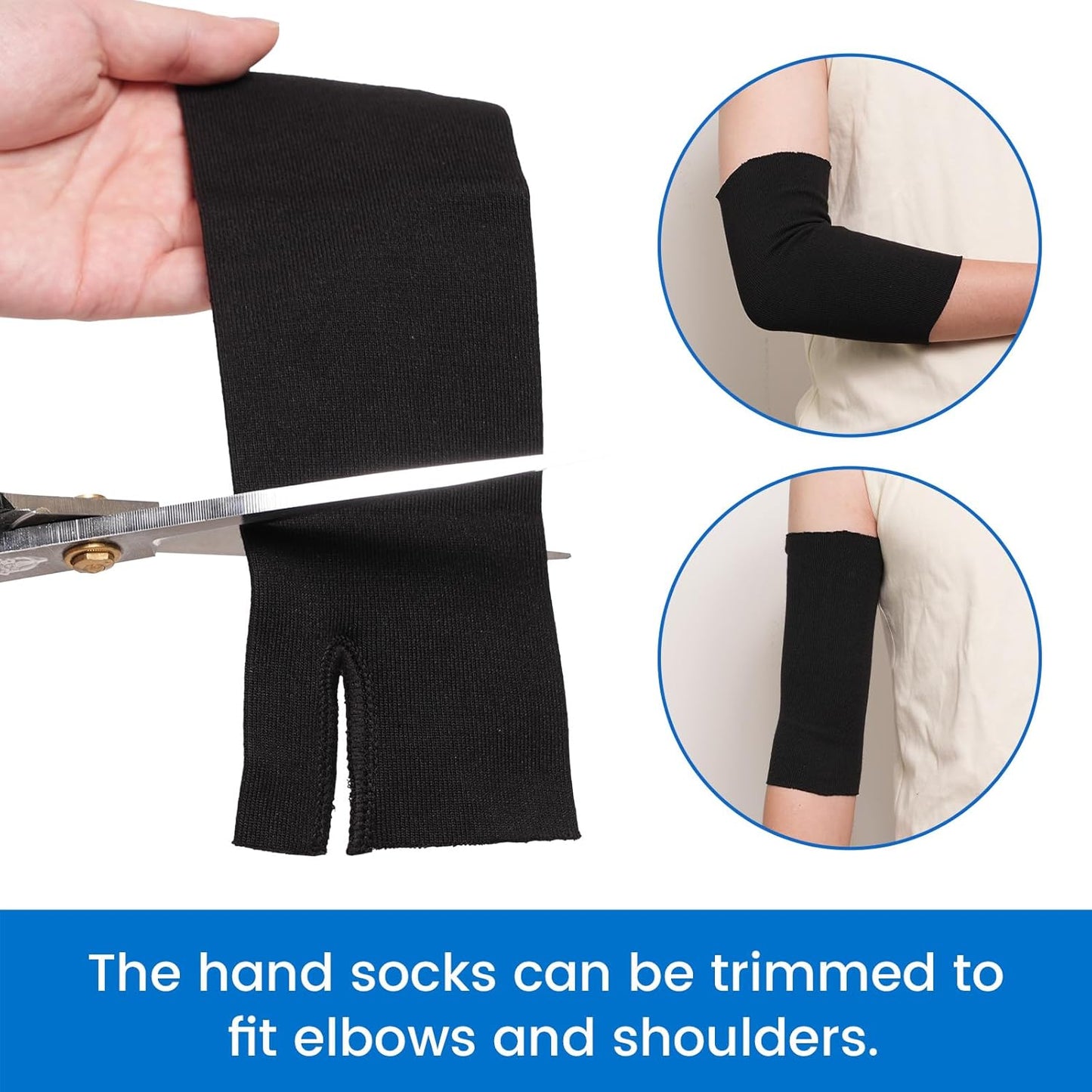 Velpeau Hand Socks for Splint (Pack of 10), Elastic Cotton Stockinette Tubing for Arm, Wrist Brace with Thumb Spica Liner, Gauze Sleeve, Under Cast Wrap, Arm Cover for Men and Women (Black, Firm Version, S)