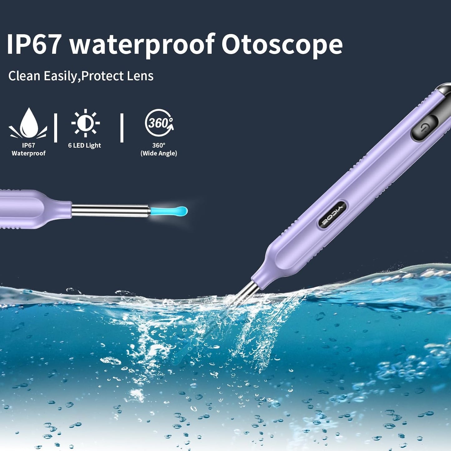 Ear Wax Removal Tool Camera, Ear Cleaner with Camera, 1200P HD Ear Camera with 6 LED Light, Ear Cleaning Kit with 15 Pcs Replacement Tips for iPhone & Android Phones Purple