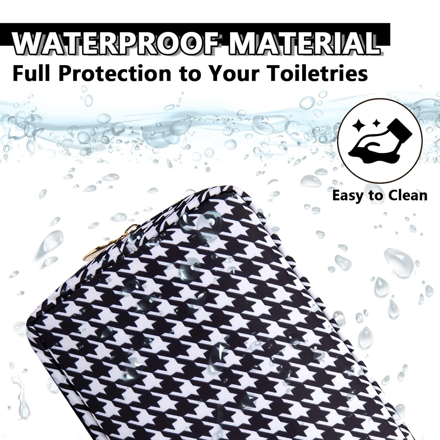 Small Makeup Bag Pouch for Purse，Nylon Travel Toiletry Storage Bag Cute Houndstooth Cosmetic Bag for Women Girls，Waterproof Makeup Organizer Bag Pouch Skincare Bag with Zipper (Small-Houndstooth)