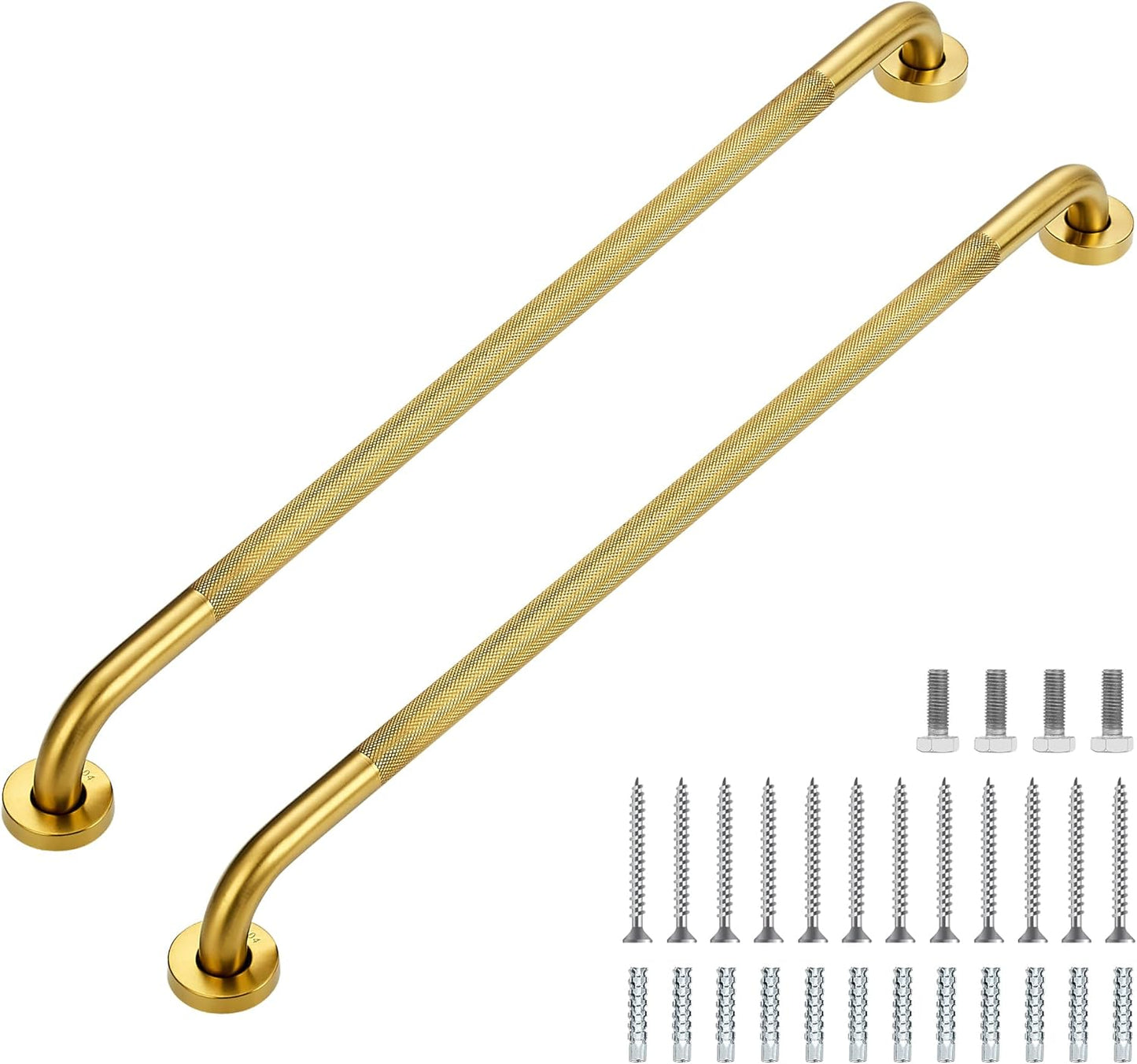Grab Bars for Shower, 2 Pack 32-Inch Anti Slip Shower Handles for Elderly, Safety Shower Grab Bar, Stainless Steel Handicap Grab Bars for Bathroom,Toilet (Gold, 1" Diameter)