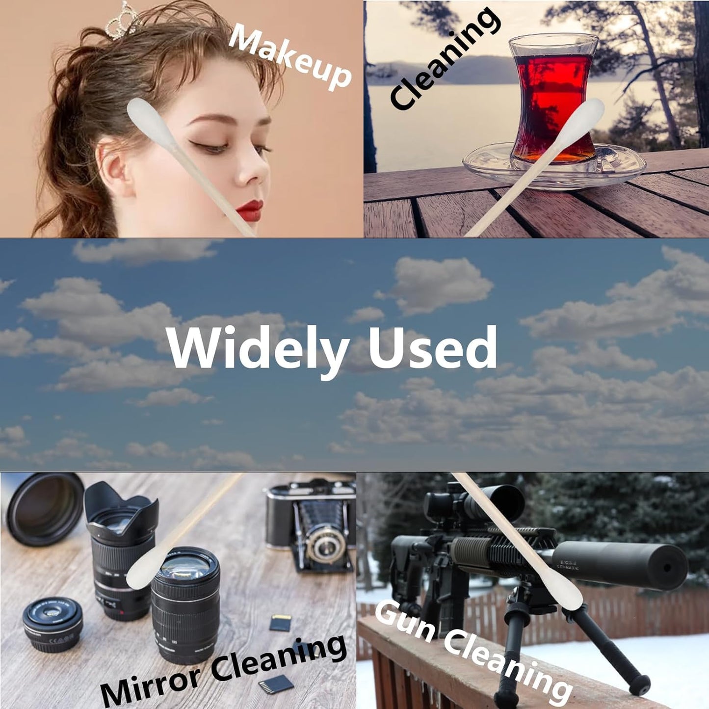 6 Inch Long Cotton Swabs,2000pcs Cotton Swabs,Long Cotton Swabs with Wooden Handle,Great for Gun Cleaning,Pet Care and Makeup