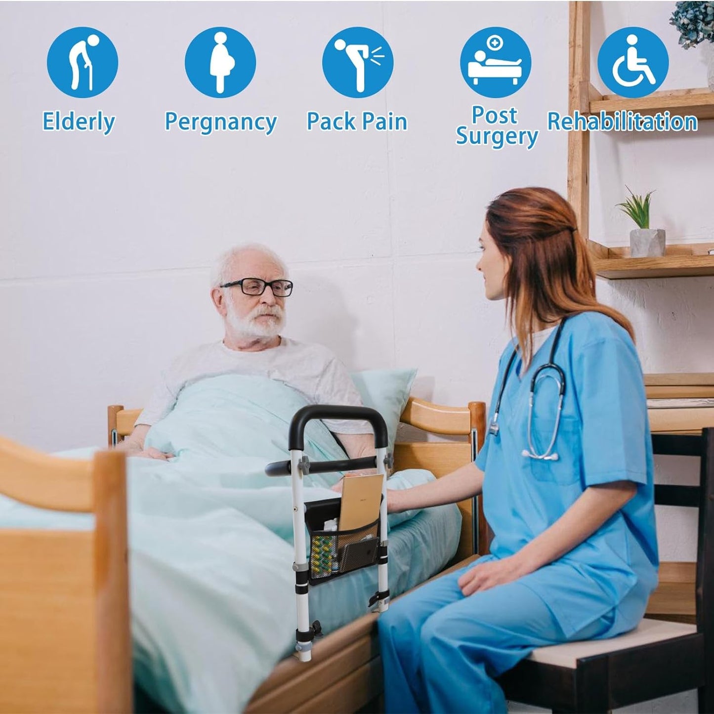 Bed Rails for Elderly Adults Safety, Bed Rail Elderly Bed Assist Rail for Seniors Helps Getting in and Out of Bed Much Easier