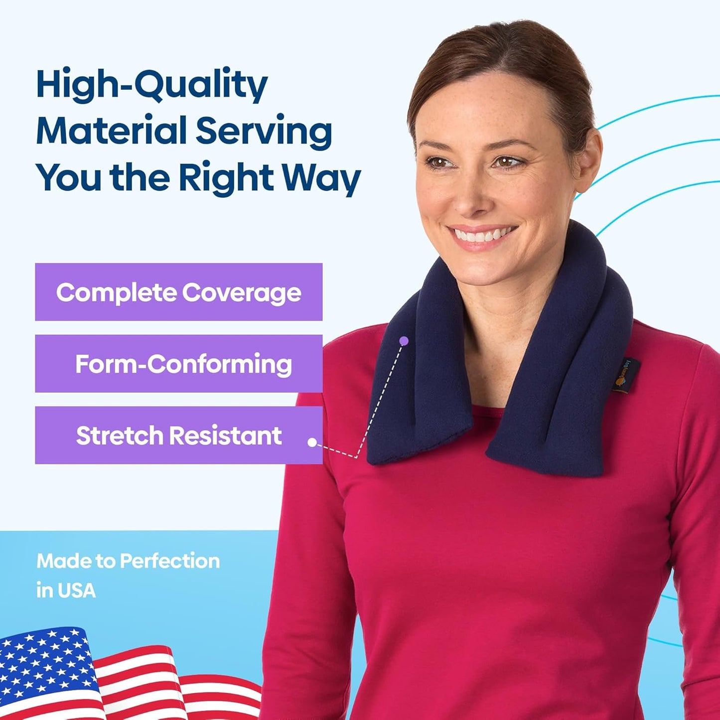 SunnyBay Microwave Heating Pad, Microwavable Heated Neck and Shoulder Wrap, Soothing Weighted Moist Heat or Ice Pack with Flaxseed and Lavender, 26x5 Inches, 2.5 lbs, Navy Blue