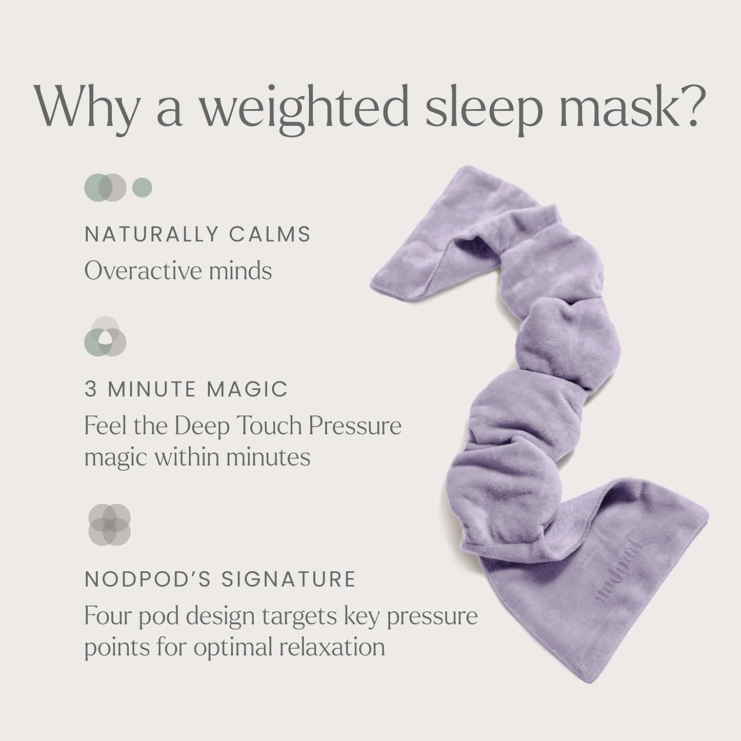 Nodpod Gentle Pressure Sleep Mask | Patented Light Blocking Design for Sleeping, Traveling & Relaxation - Wisteria