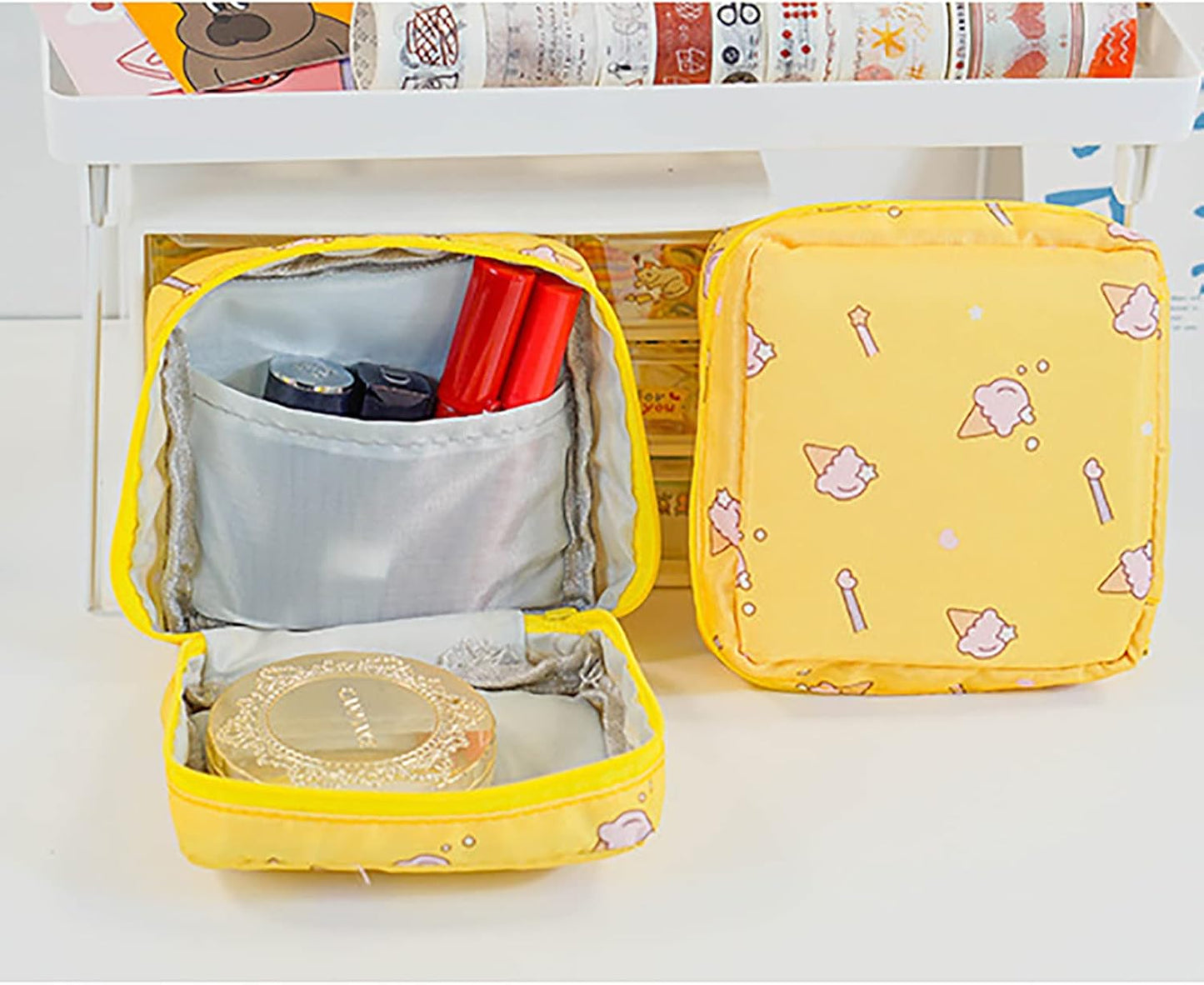 2 Pack Sanitary Napkin Storage Bag Small Portable Menstrual Cup Nursing Pad Storage Pouch, Traveler Friendly Menstrual Period Bag, Mini Makeup Bag Coin Purse Wallets with Zipper for Women Teen Girls