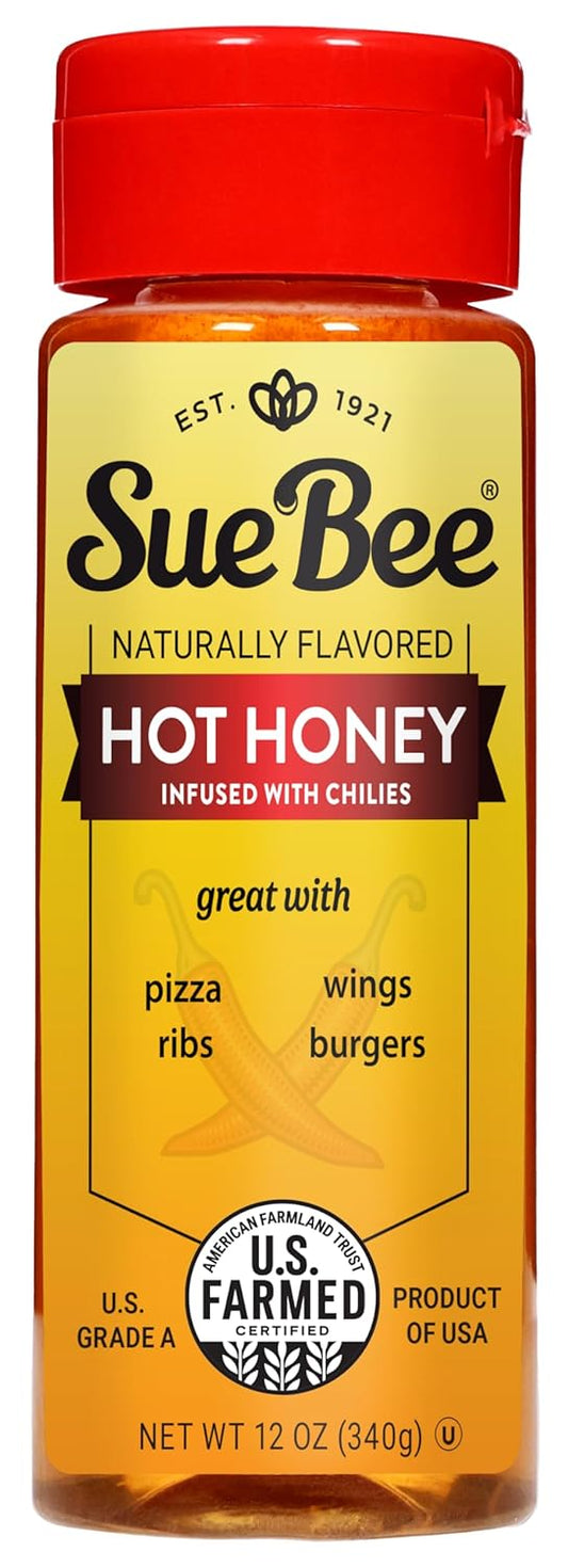 Sue Bee Naturally Flavored Hot Honey Chili Infused For Ribs, Wings, Burgers, 12 oz