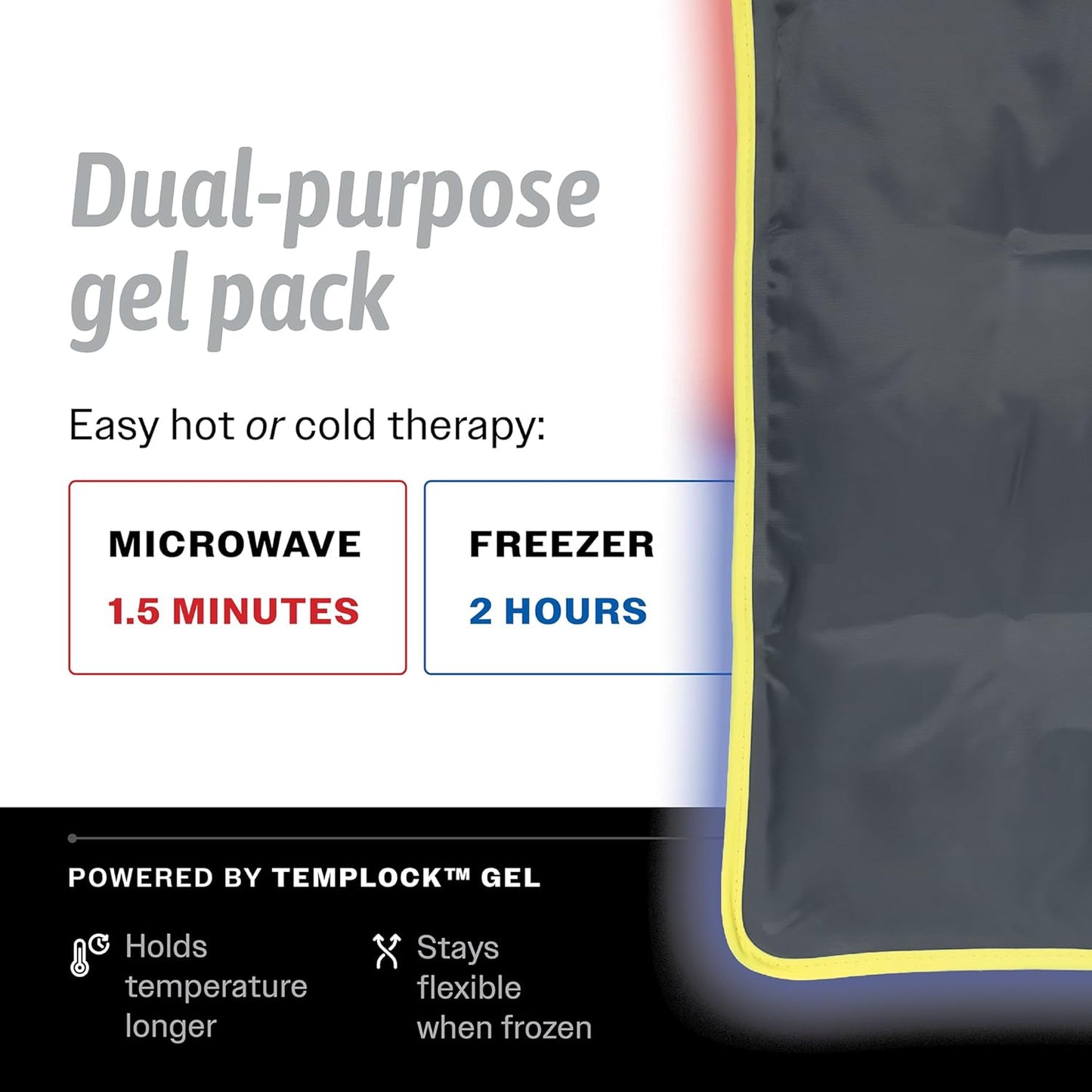 Hot & Cold Reusable Gel Packs (XL, 1 Pack) Flexible Soft Compress - Ice & Heat Therapy for Injuries, Back, Shoulder, Hip, Knee, Joint Pain, Swelling, Bruises, Post Surgery - Sport Temp