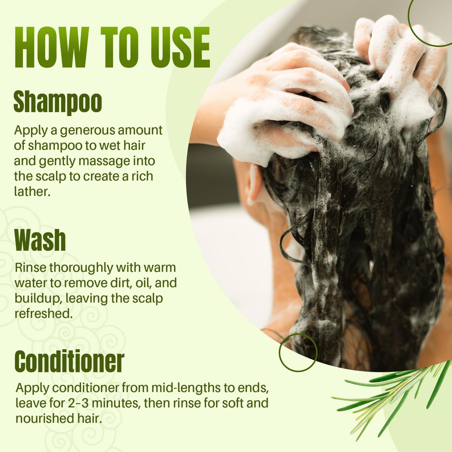 Rosemary Shampoo and Conditioner for Hair Growth, Sulfate Free Organic Rosemary Oil Shampoo De Romero Para Crecimiento, Promotes Hair Growth & Scalp Health, for Men Women - 16 fl oz each