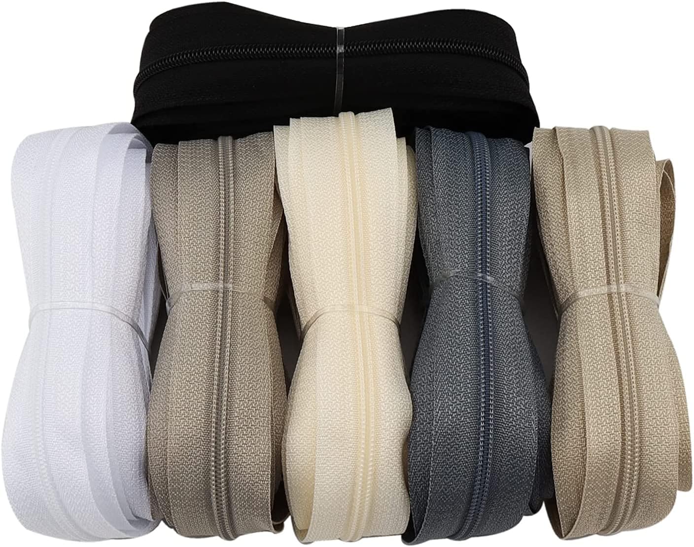 Zippers by The Yard for Sewing, DOITEM 2.8 mm Zippers 22.4 m Nylon Endless Zip Set with Slider and Zip for Sewing and Crafts – 6 Colors