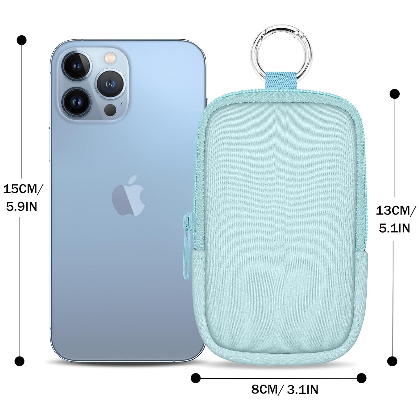 Hand Sanitizer Spray Case, Hand Sanitizer Holder Zippered Pouch, Cute Fashion Accessory with Snap Hook for Glow Mist and Power Mist 1FL OZ, Light Green