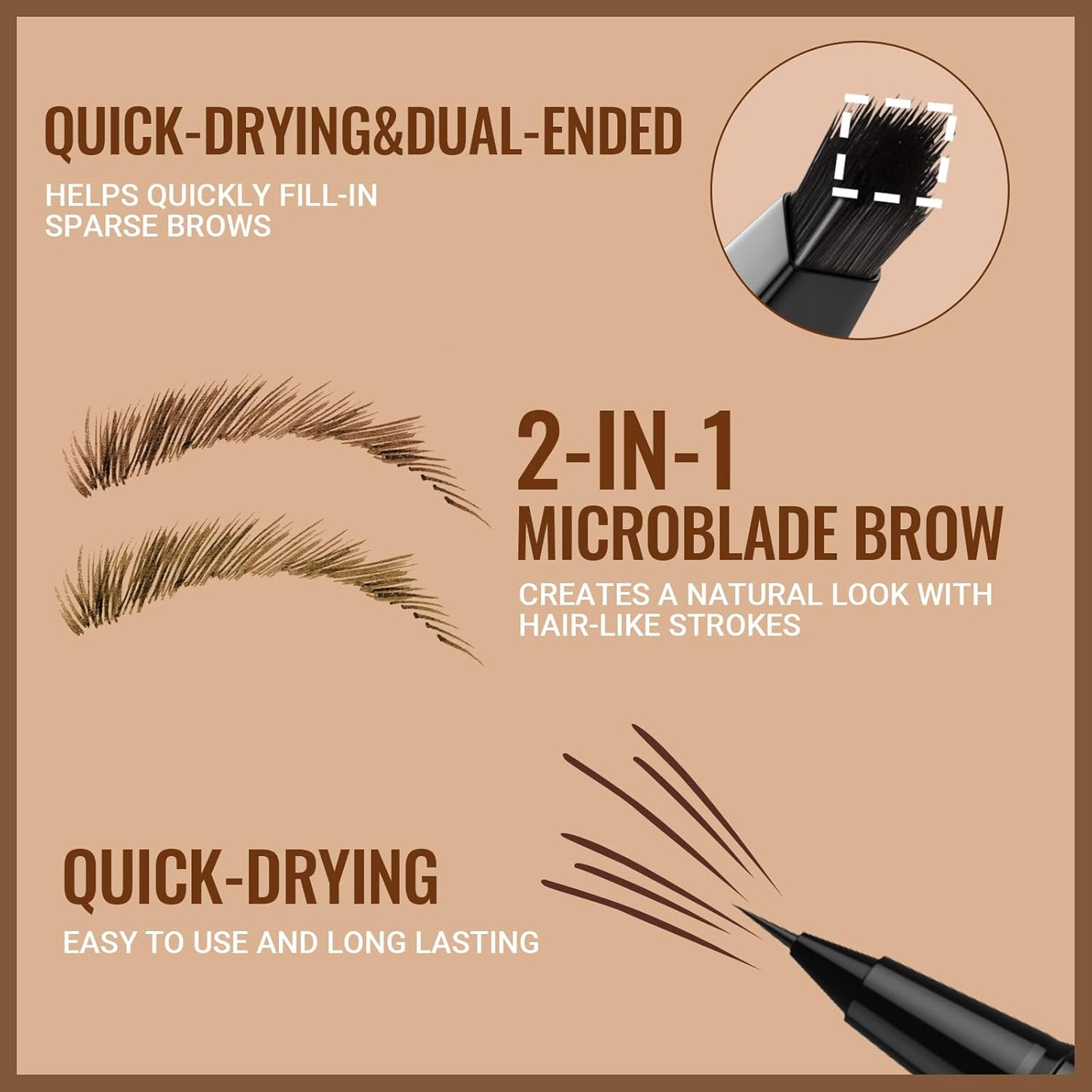 iMethod Eyebrow Pen - Eyebrow Pencil,2-in-1 Eyeliner Dual-Ended Microblading Eyebrow Pencil Long Lasting Waterproof Hair-Like Brow Pencil,with Eyebrow Brush,Eyebrow Pencils for Women,BlackBrown