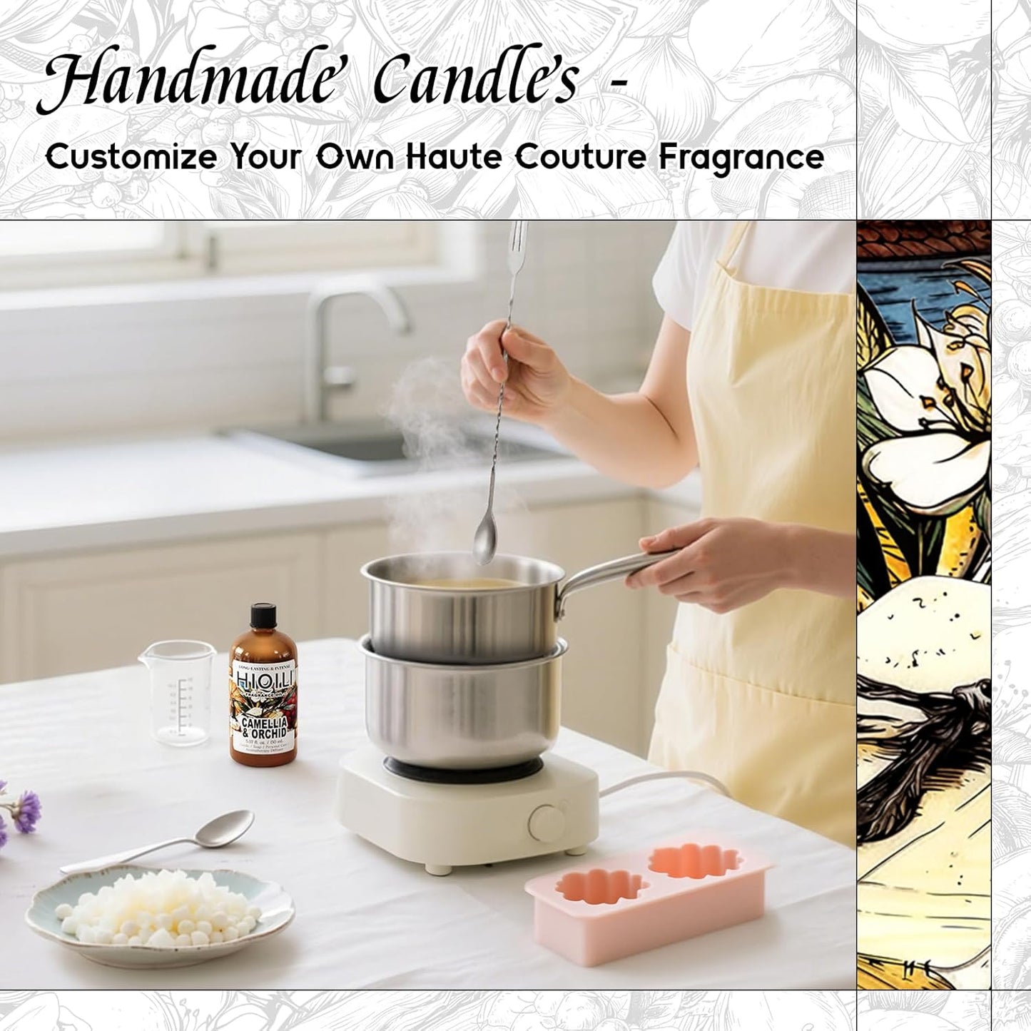 HIQILI Camellia and Orchid Fragrance Oil for Candle, Soap and Perfume Making, Add to Shampoo & Body Lotion, Floral Scents- 5.07 Fl Oz