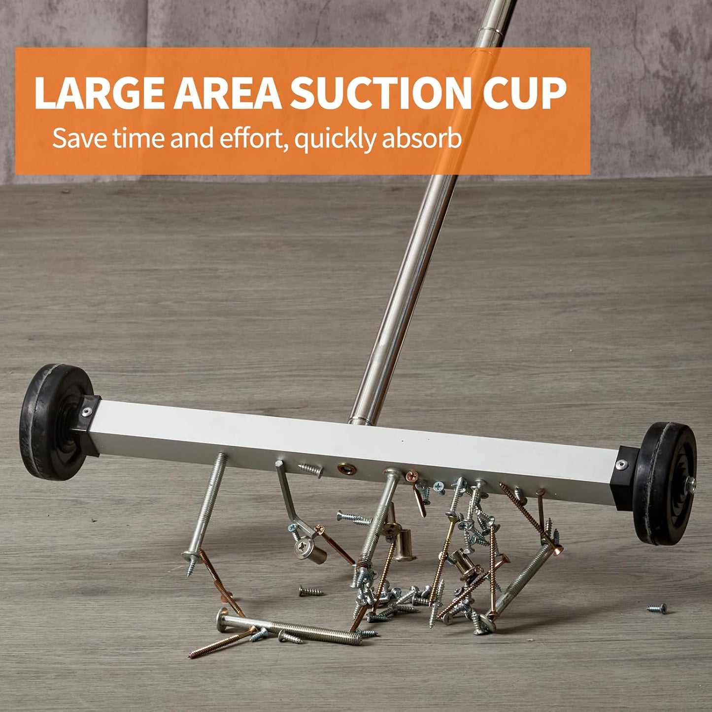 HARDK Magnet Pickup Sweeper Tools - 17 inch - Magnetic Pick Up Sweeper -10 Lbs - Yard Magnet with Telescoping Holder and Wheels to Pick Up Nails, Magnetic Sweeper for Construction,Lawn,Roofing