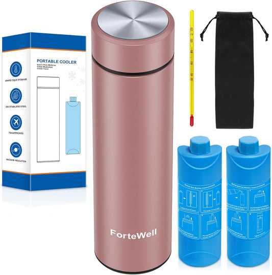 Portable Insulin Pen Cooler Travel Case – 60H Insulin Travel Case for Diabetes Care – Lightweight TSA Approved Medication Cooler & Travel-Ready Design (Rose Pink)