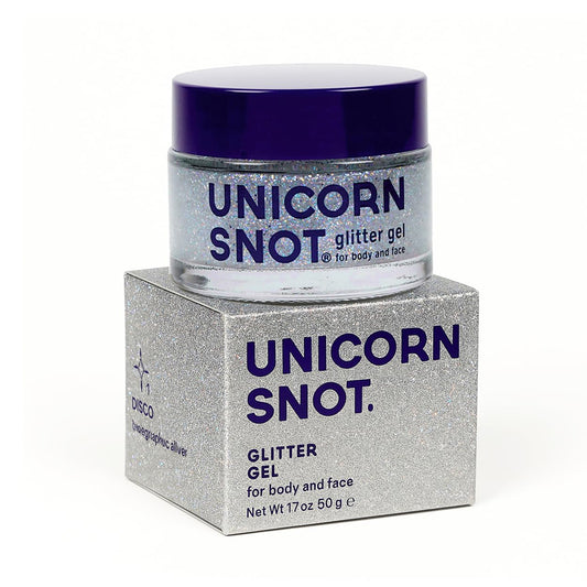 UNICORN SNOT Holographic Face Glitter & Body Glitter Gel: Glitter Makeup, Hair Glitter, Festival Rave and Anime Cosplay, Halloween Costume Makeup - Vegan & Cruelty Free, 1.7 oz Silver Glitter (Disco)