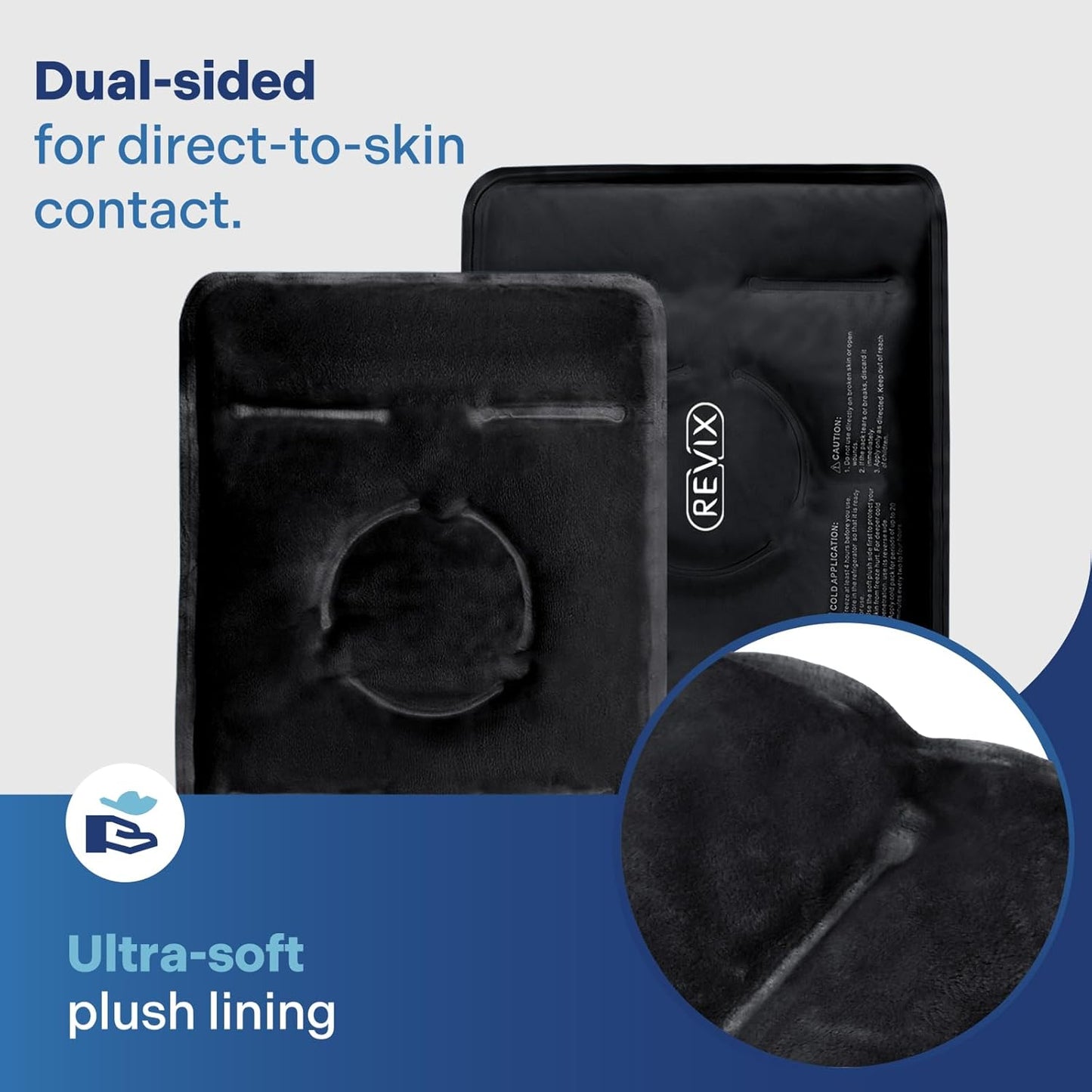 REVIX Ice Packs for Knee Relaxation, Reusable Gel Ice Wraps with Cold Compression for Enhanced Flexibility and Recovery, Plush Cover and Long-Lasting Cold, A Set of Two, Black