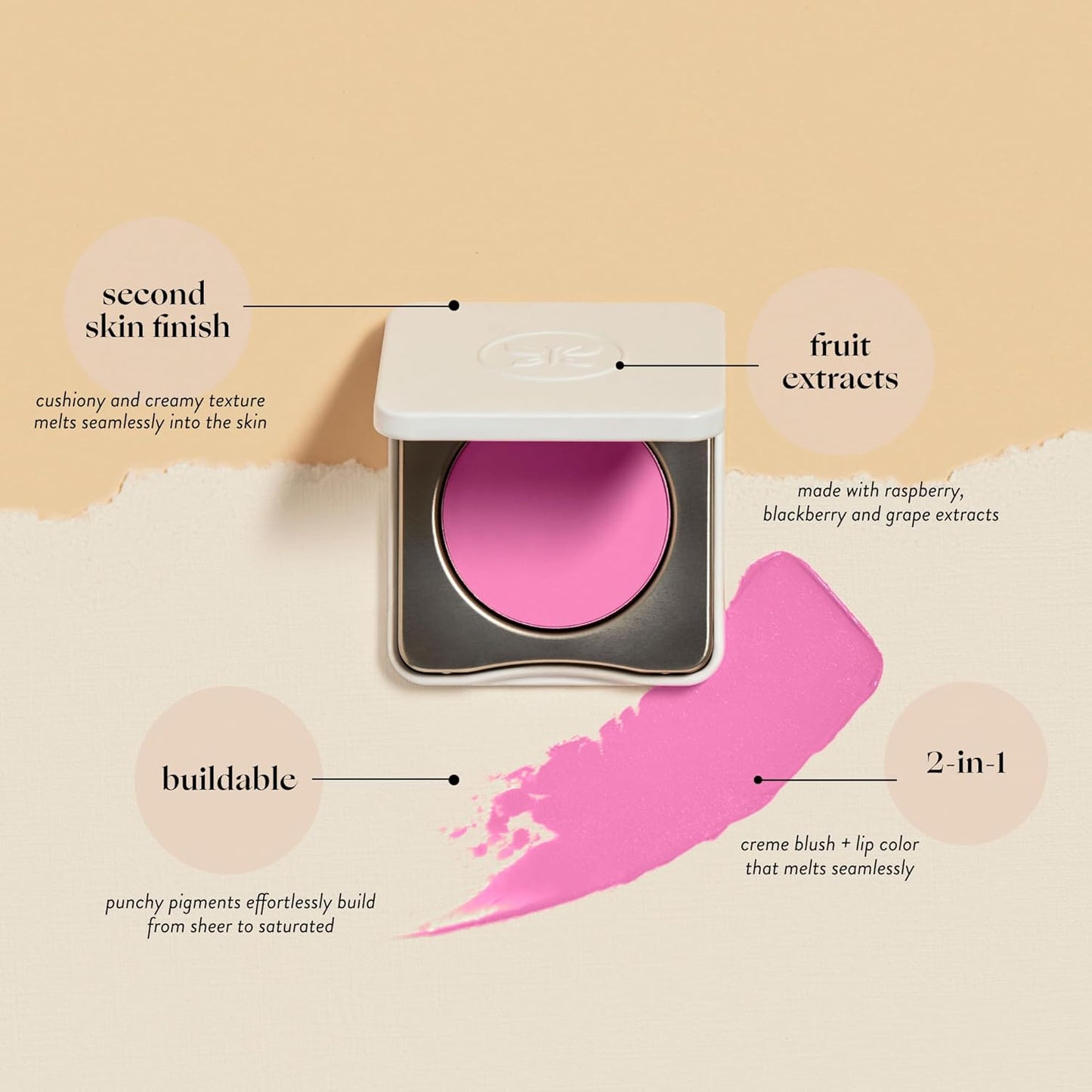 Honest Beauty 2-in-1 Creme Cheek Blush + Lip Color | EWG Verified, Vegan + Cruelty Free | Cotton Candy, .1 oz