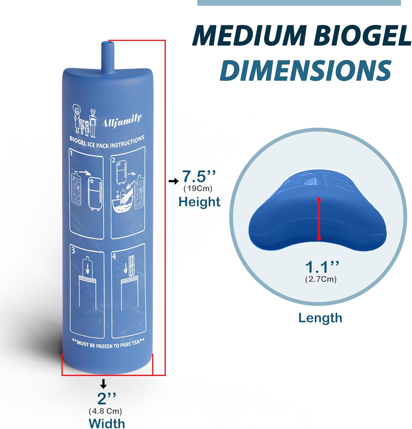 4ALLFAMILY Biogel Ice Pack Replacement for 4ALLFAMILY Nomad Medium & Companion Coolers