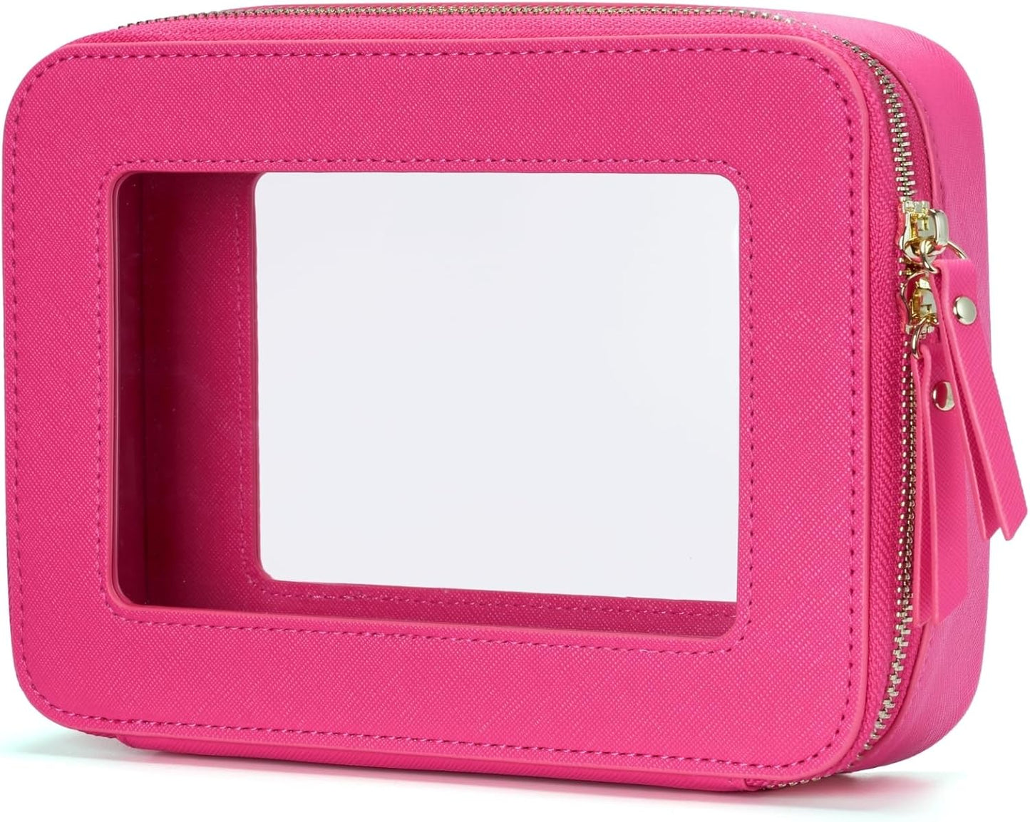 Popvibe Clear Makeup Bag Travel Cosmetic Case Transparent Toiletry Bag with Zipper, Portable Make Up Organizer Traveling Compact Car Bag for Essentials