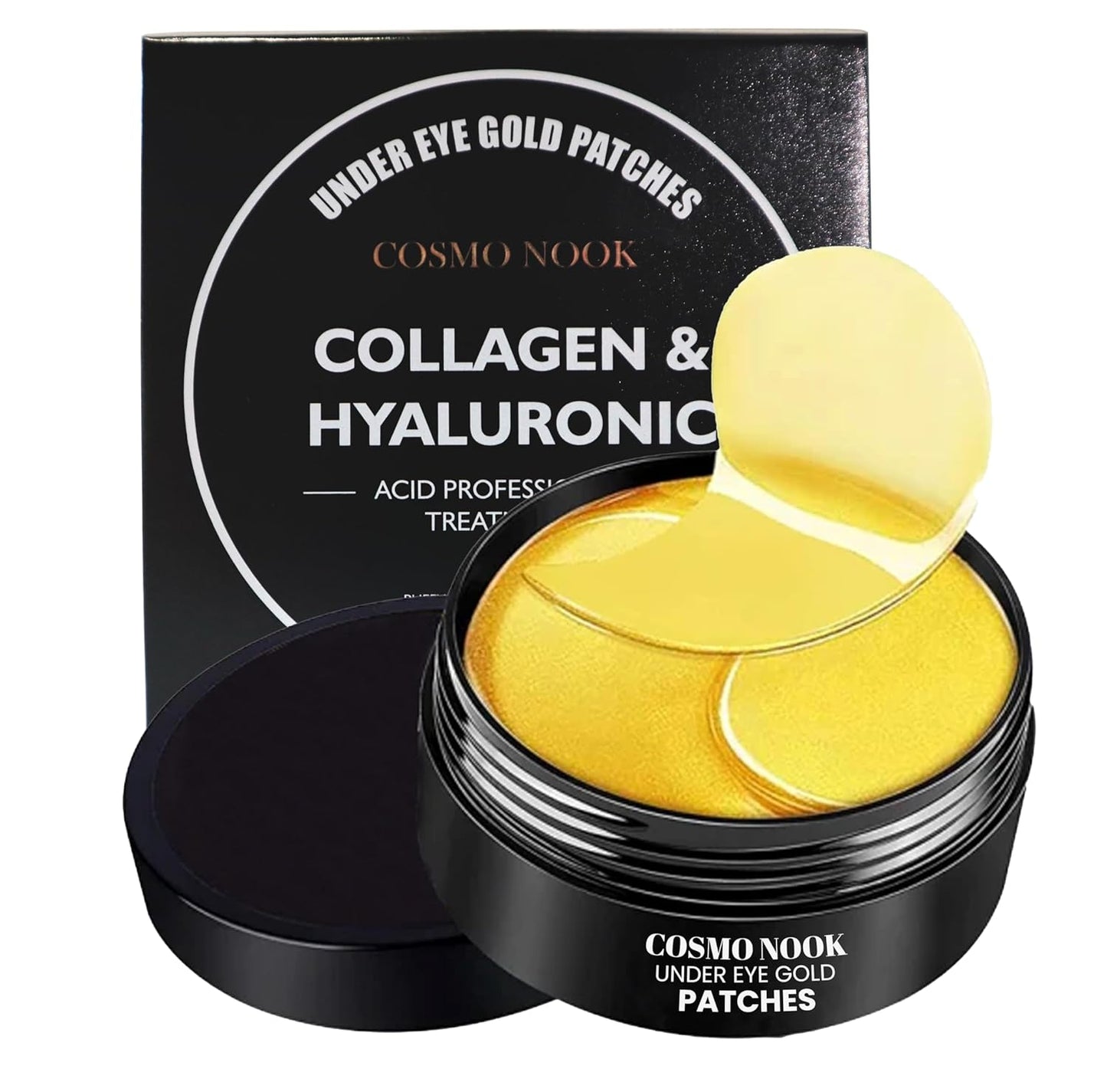 24k Gold Under Eye Patches - 60 Pcs Eye Mask Pure Gold Anti-Aging Collagen Hyaluronic Acid Under Eye Mask for Removing Dark Circles, Puffiness & Wrinkles Refresh Your Skin