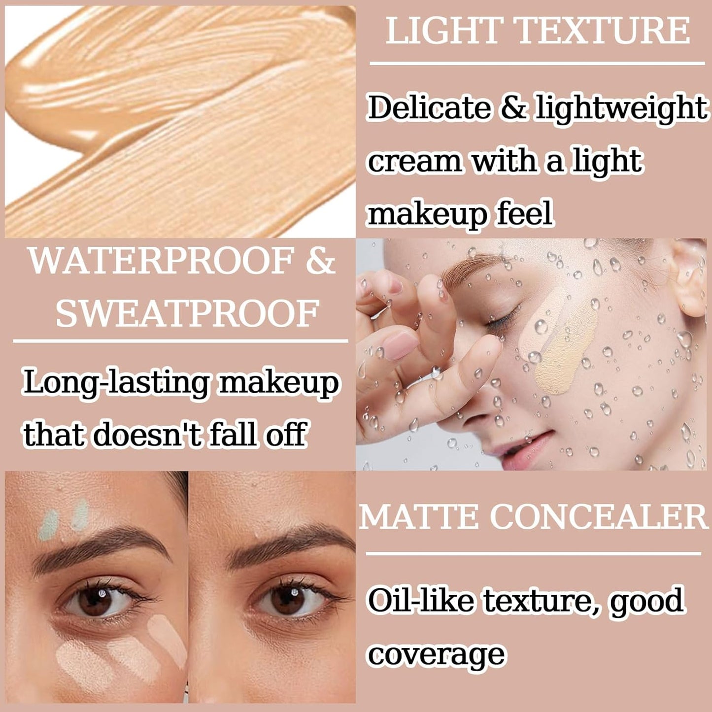 6 Colors Correcting Concealer Palette,Colors Corrector Palette,Moisturizing Full Coverage Liquid Foundation Cream Contour Makeup Palette with Brush