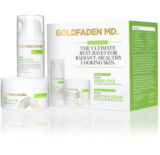 GOLDFADEN MD Duo Kit Bright Eyes and Doctors Scrub for Radiant Healthy Looking Skin
