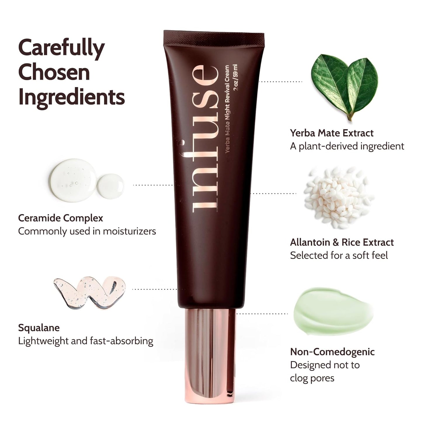 Infuse Night Cream for Women Anti-Aging – Hydrating Antioxidant Revival Cream with Yerba Mate – Anti-Aging Night Moisturizer for Mature Skin, 50ml