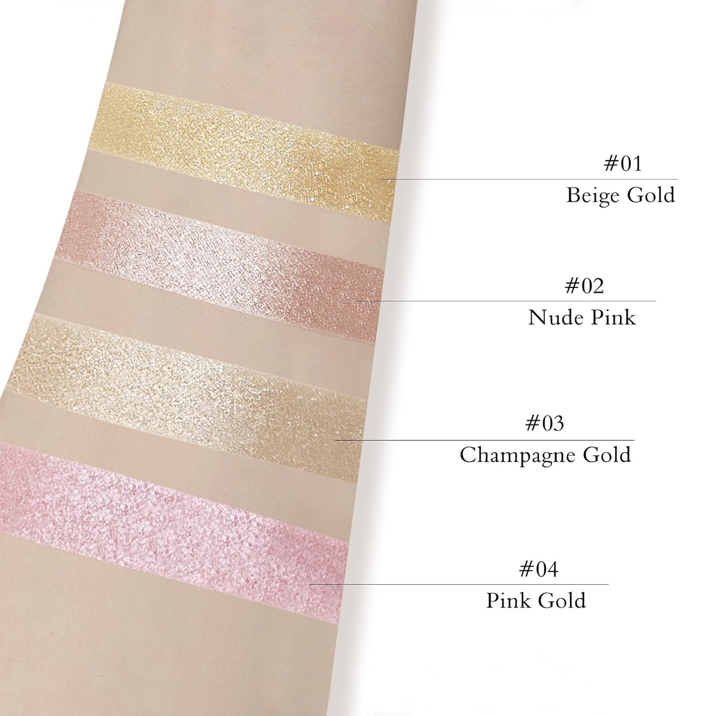 Highlighter Makeup Palette Shimmer Contour Palette Powder for Brighten Face Contour Gold Cheek Highlight Makeup, Long Lasting Highlighter Powder with Mirror for Illuminator Makeup (BEIGE GOLD)