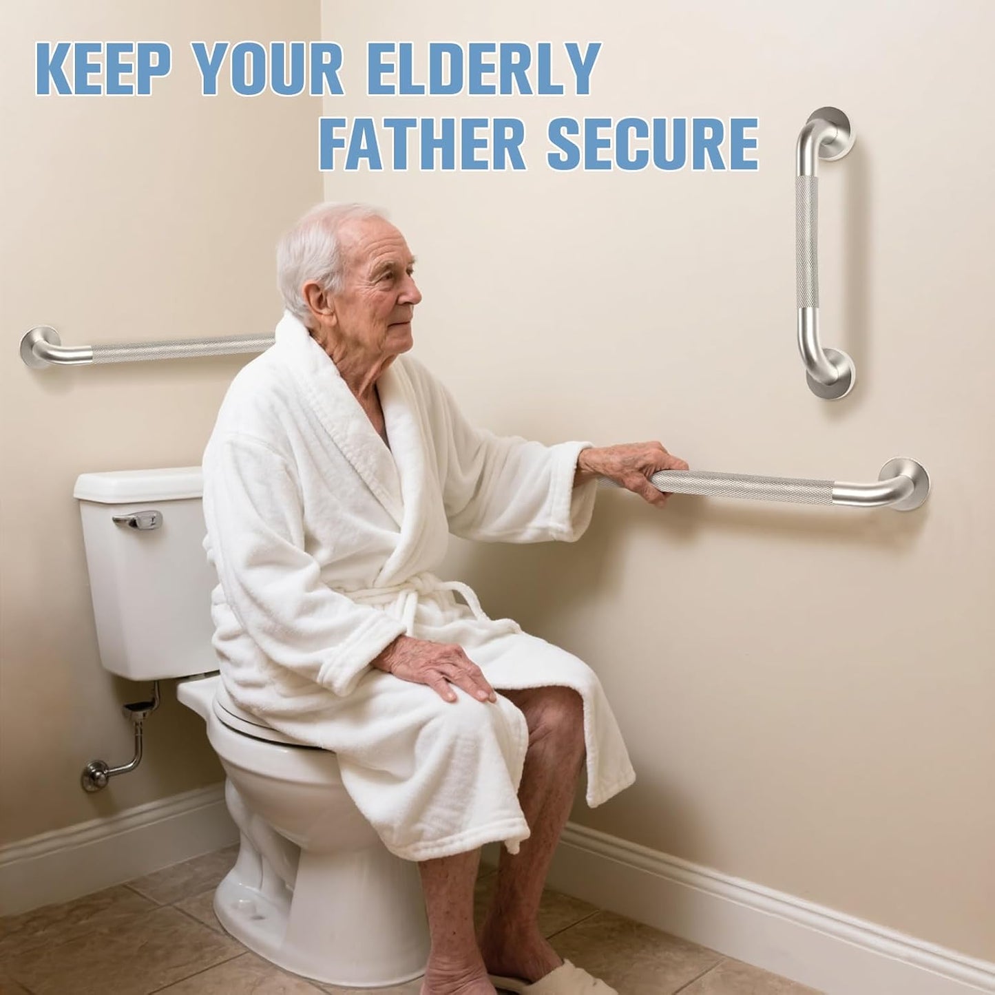 Grab Bars for Bathtubs and Showers 2 Pack 16'' Safety Grab Bar, Heavy Duty Shower Handle Bath Handrails for Seniors and Elderly, Bathroom Safety Grip