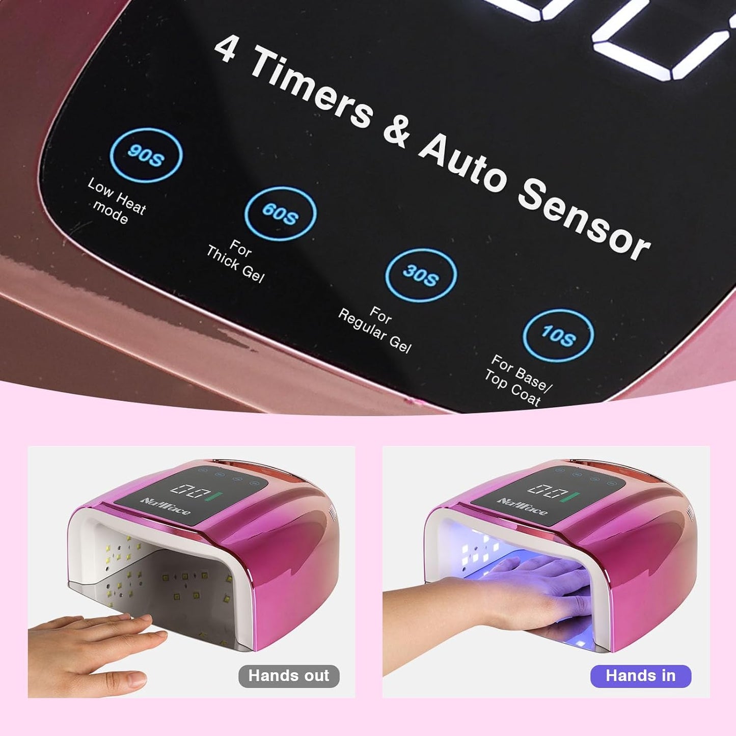 96W Rechargeable UV LED Nail Lamp UV Light for Gel Nails Cordless Gel Nail Lamp Nail Dryer with 42 Beads Smart Sensor & Metal Base