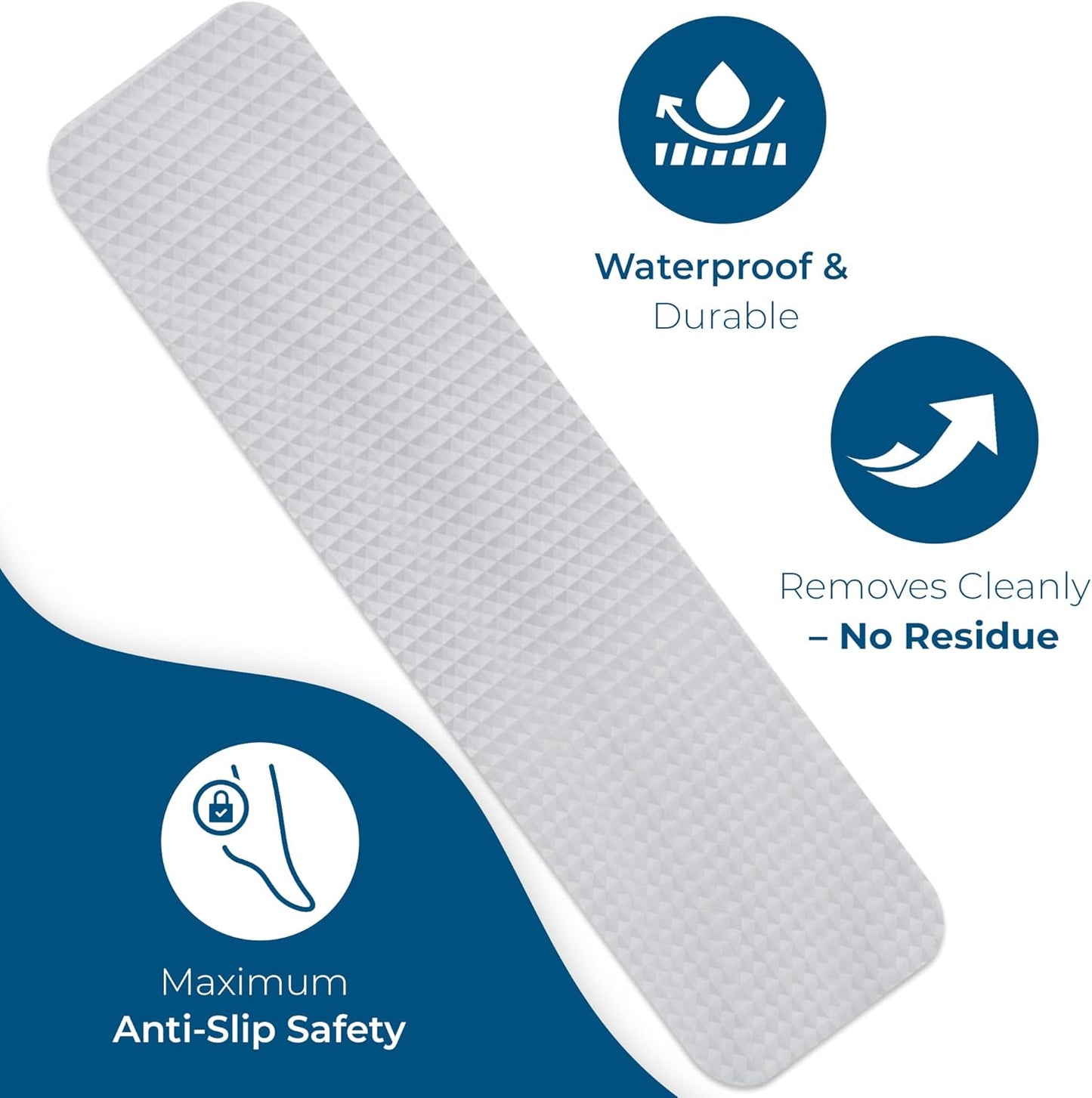 Homergy Anti Slip Shower Stickers 24 PCS, Invisible Non-Slip Shower Strips for Adults, Premium Adhesive Bath Tub Stickers (Clear)