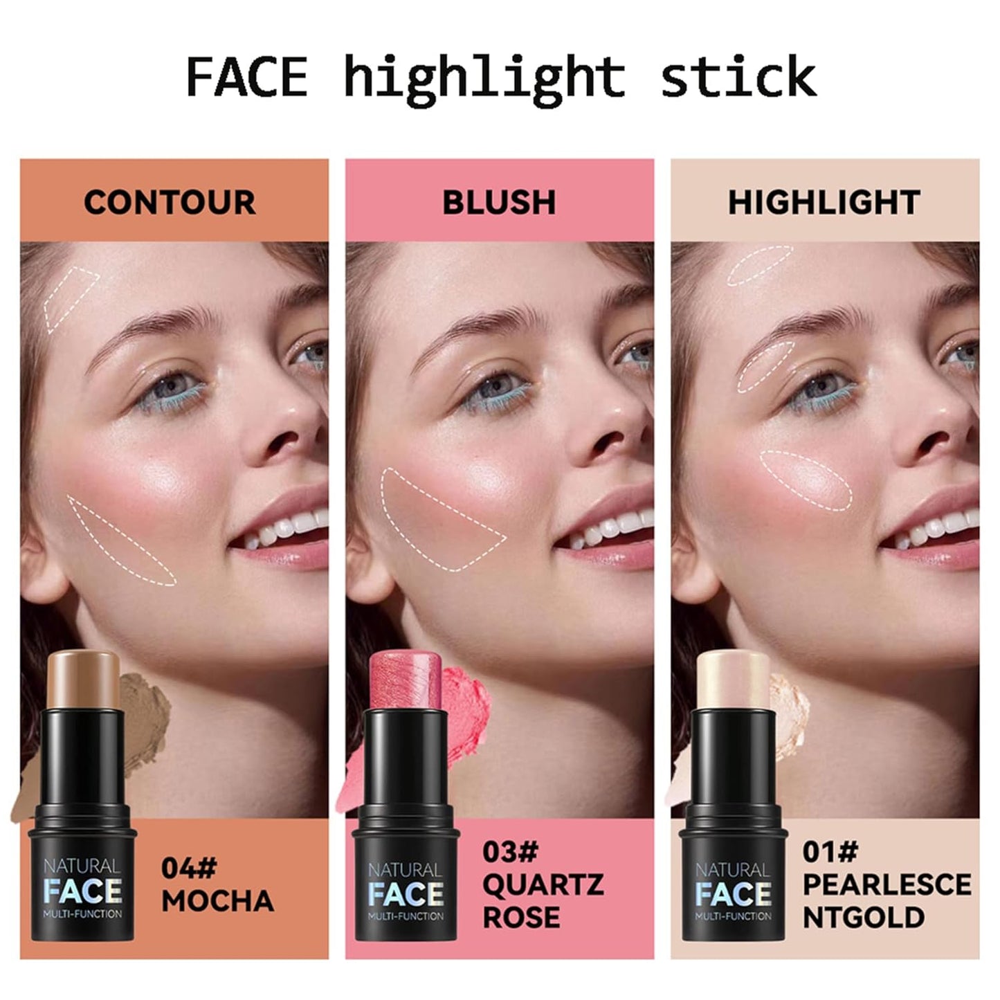 Highlighter Contour Stick, Milk Makeup Contour, Blush Sticks, Highlight Contour Palette, Glint Highlighter, Make Up Highlighter, Best Contouring Stick, Highlighter Makeup Stick, 03#QUARTZ ROSE