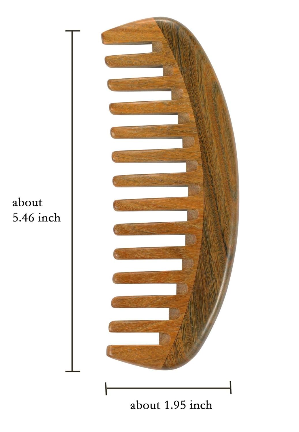 Louise Maelys 2pcs Sandalwood Wide Tooth Hair Combs Moon Shape Wooden Comb for Curly Hair